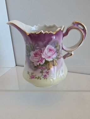 Vintage Lefton China Hand Painted Heavenly Rose 4 Oz. Porcelain Creamer Pitcher